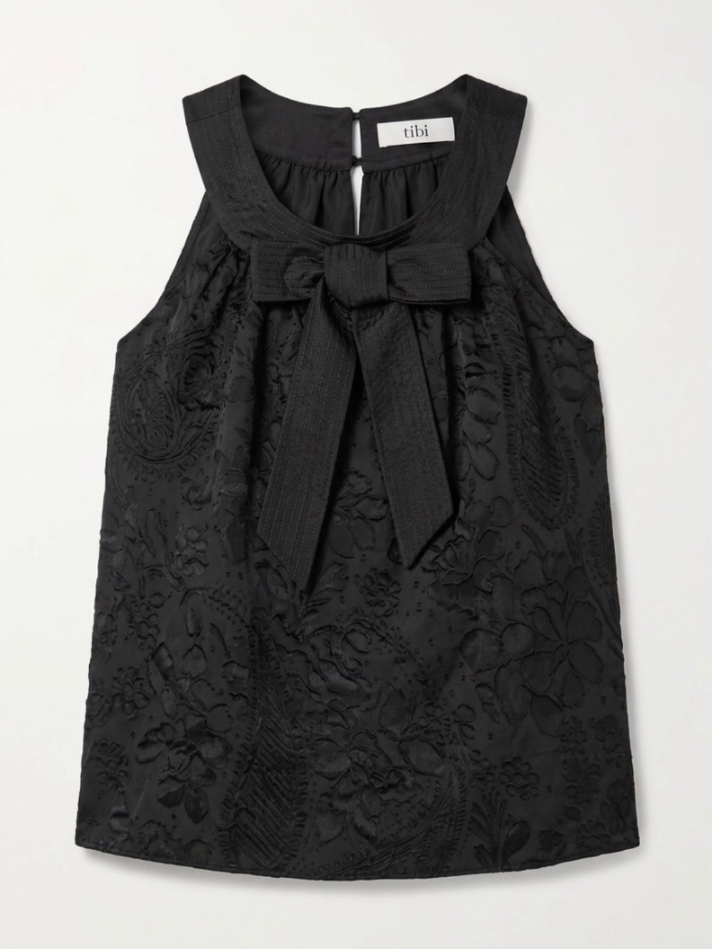 Tibi Halter Black Velvet Burnout Floral Sleeveless Top Blouse -size Large